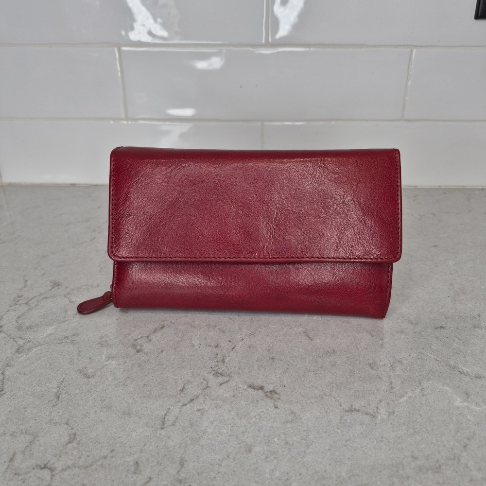 Wilsons Leather Red Zip Up‎ card holder Wallet